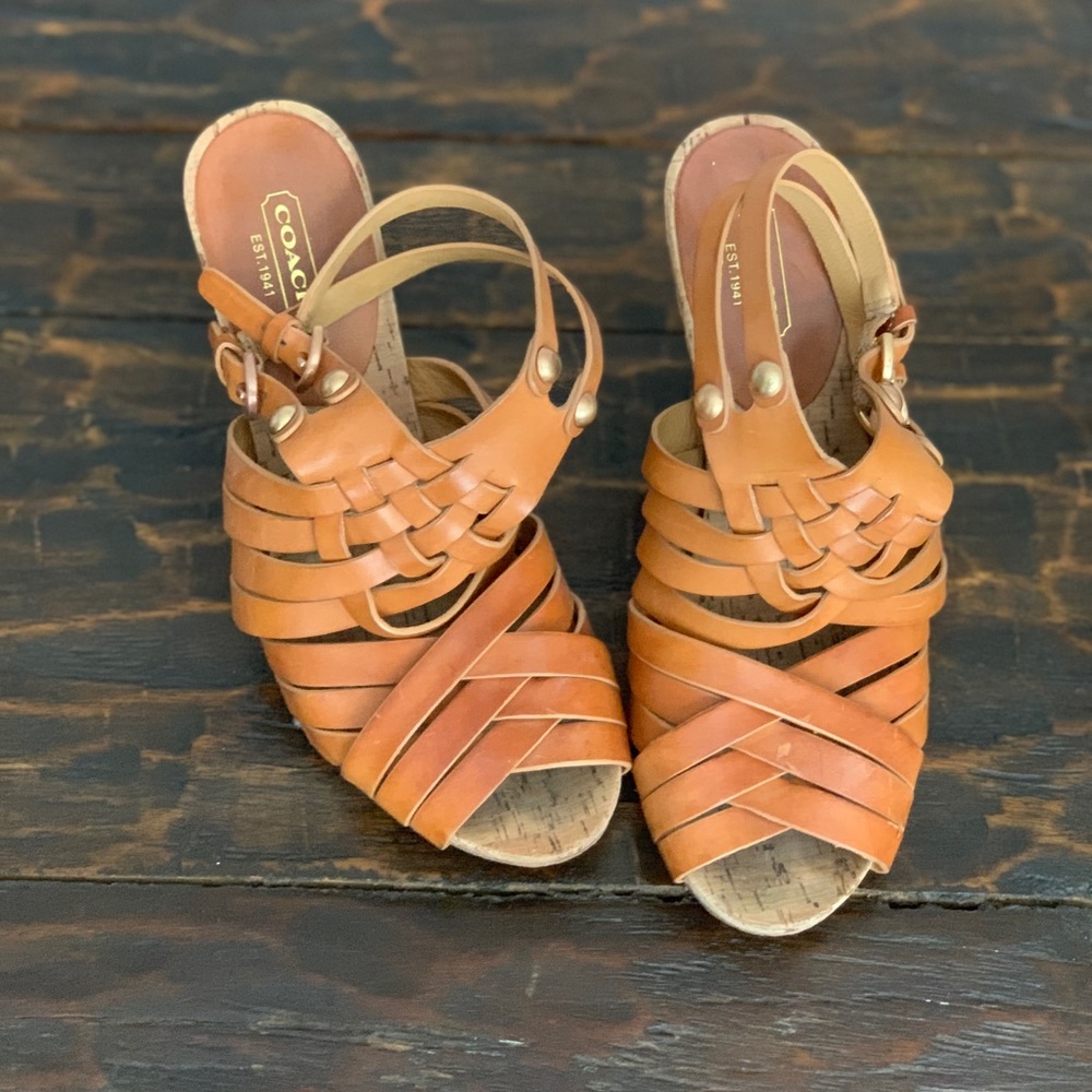 Coach tan leather sandals